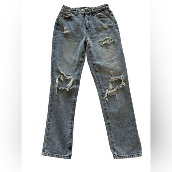 Women’s PacSun High Waisted Ripped Light Wash Denim Mom Jeans Size 25 - Picture 1 of 4